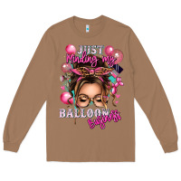 Toasted Coconut just minding my balloon business messy bun Long Sleeve Tee - texasbilliewilder