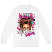 White just minding my balloon business messy bun Long Sleeve Tee - texasbilliewilder