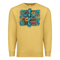 Antique Gold western gemstone cross sunflowers serape leopard glitter Premium Sweatshirt - Artiststas
