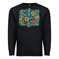 Black western gemstone cross sunflowers serape leopard glitter Premium Sweatshirt - Artiststas