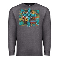 Charcoal Heather western gemstone cross sunflowers serape leopard glitter Premium Sweatshirt - Artiststas
