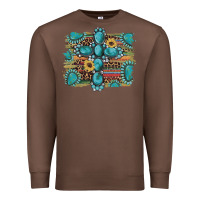 Chestnut western gemstone cross sunflowers serape leopard glitter Premium Sweatshirt - Artiststas