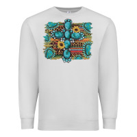 Dove Grey western gemstone cross sunflowers serape leopard glitter Premium Sweatshirt - Artiststas