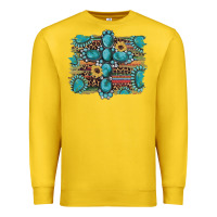 Lemon western gemstone cross sunflowers serape leopard glitter Premium Sweatshirt - Artiststas