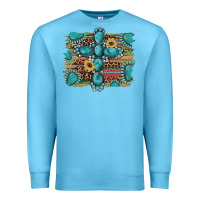 Ocean Blue western gemstone cross sunflowers serape leopard glitter Premium Sweatshirt - Artiststas