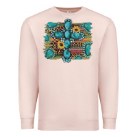 Western Gemstone Cross Sunflowers Serape Leopard Glitter Premium Sweatshirt | Teevron