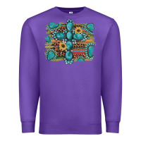 Purple western gemstone cross sunflowers serape leopard glitter Premium Sweatshirt - Artiststas
