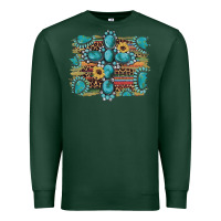 Sports Green western gemstone cross sunflowers serape leopard glitter Premium Sweatshirt - Artiststas