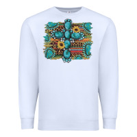 White western gemstone cross sunflowers serape leopard glitter Premium Sweatshirt - Artiststas