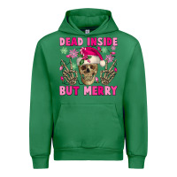 Emerald Dead inside but merry pink Christmas skeleton Urban Hoodie - NancyCooperArtShop