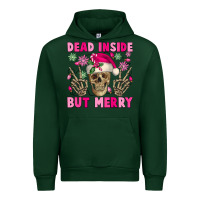 Forest Green Dead inside but merry pink Christmas skeleton Urban Hoodie - NancyCooperArtShop
