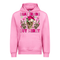 Fuchsia Pink Dead inside but merry pink Christmas skeleton Urban Hoodie - NancyCooperArtShop