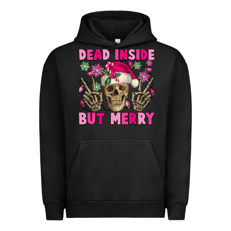 Dead Inside But Merry Pink Christmas Skeleton Urban Hoodie by NancyCooperArtShop | Teevron