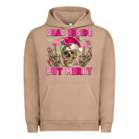 Pigment Burro Dead inside but merry pink Christmas skeleton Urban Hoodie - NancyCooperArtShop