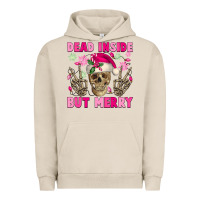 Pigment French Oak Dead inside but merry pink Christmas skeleton Urban Hoodie - NancyCooperArtShop