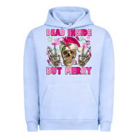 Pigment Grape Ice Dead inside but merry pink Christmas skeleton Urban Hoodie - NancyCooperArtShop