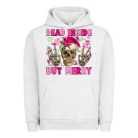 Pigment Lunar Rock Dead inside but merry pink Christmas skeleton Urban Hoodie - NancyCooperArtShop