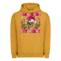 Pigment Peanut Butter Dead inside but merry pink Christmas skeleton Urban Hoodie - NancyCooperArtShop