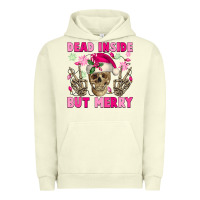 Pigment Pistachio Dead inside but merry pink Christmas skeleton Urban Hoodie - NancyCooperArtShop