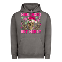 Pigment Tornado Dead inside but merry pink Christmas skeleton Urban Hoodie - NancyCooperArtShop
