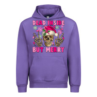 Tulip Dead inside but merry pink Christmas skeleton Urban Hoodie - NancyCooperArtShop