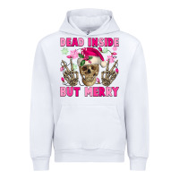 White Dead inside but merry pink Christmas skeleton Urban Hoodie - NancyCooperArtShop
