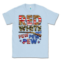 Dusty Blue red white and pew pew pew Classic Tee - Zillion Design Studio
