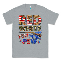 Heather Grey red white and pew pew pew Classic Tee - Zillion Design Studio