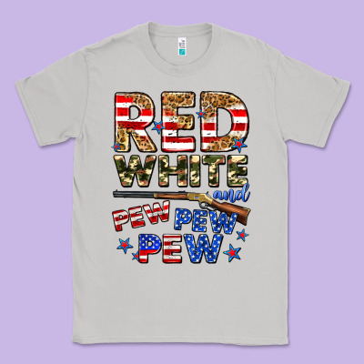 Red White And Pew Pew Pew Classic Tee Designed By Zillion Design Studio