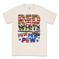 Natural red white and pew pew pew Classic Tee - Zillion Design Studio