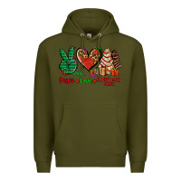 Army Green peace love Christmas cakes Premium Hoodie - AdoDesignShop