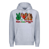 Heather Grey peace love Christmas cakes Premium Hoodie - AdoDesignShop