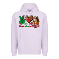 Lilac peace love Christmas cakes Premium Hoodie - AdoDesignShop