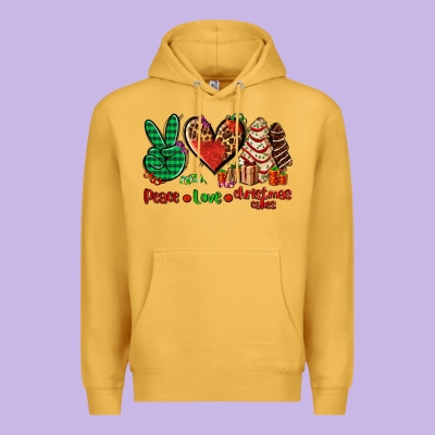 Peace Love Christmas Cakes Premium Hoodie Designed By Adodesignshop