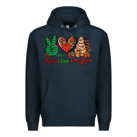 Navy peace love Christmas cakes Premium Hoodie - AdoDesignShop