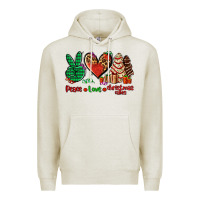 Oatmeal Heather peace love Christmas cakes Premium Hoodie - AdoDesignShop