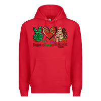 Red peace love Christmas cakes Premium Hoodie - AdoDesignShop