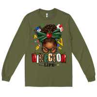 Army Green director life afro messy bun Long Sleeve Tee - texasbilliewilder