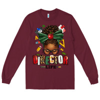 Burgundy director life afro messy bun Long Sleeve Tee - texasbilliewilder