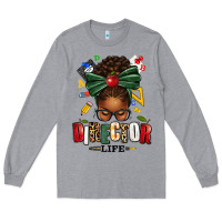 Heather Grey director life afro messy bun Long Sleeve Tee - texasbilliewilder