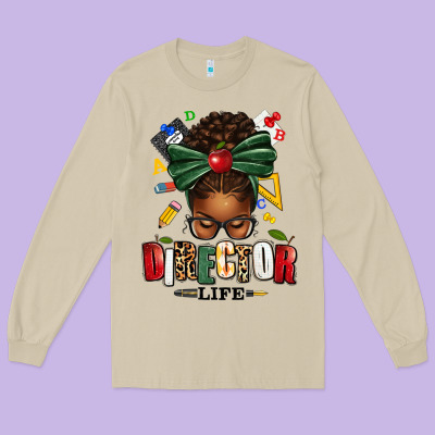 Director Life Afro Messy Bun Long Sleeve Tee Designed By Texasbilliewilder