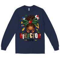 Navy director life afro messy bun Long Sleeve Tee - texasbilliewilder
