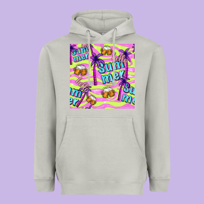 Hello Summer And Beer Seamless Pattern Heavyweight Hoodie Designed By Bundleandbundleshop