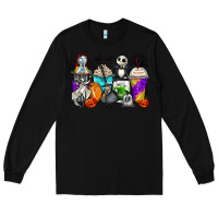 Black halloween cartoon characters coffee cups Long Sleeve Tee - Zillion Design Studio