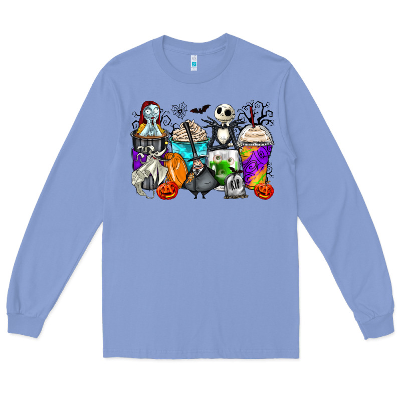 Halloween Cartoon Characters Coffee Cups Long Sleeve Tee by Zillion Design Studio | Teevron