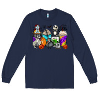 Navy halloween cartoon characters coffee cups Long Sleeve Tee - Zillion Design Studio