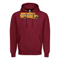Burgundy school bus Zipper Hoodie - FaDigitalArtStudio