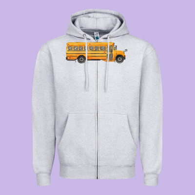 School Bus Zipper Hoodie Designed By Fadigitalartstudio