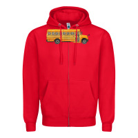 Red school bus Zipper Hoodie - FaDigitalArtStudio