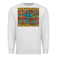 Oatmeal Heather western gemstone cross sunflowers leopard serape glitter wooden tumble Premium Sweatshirt - Artiststas